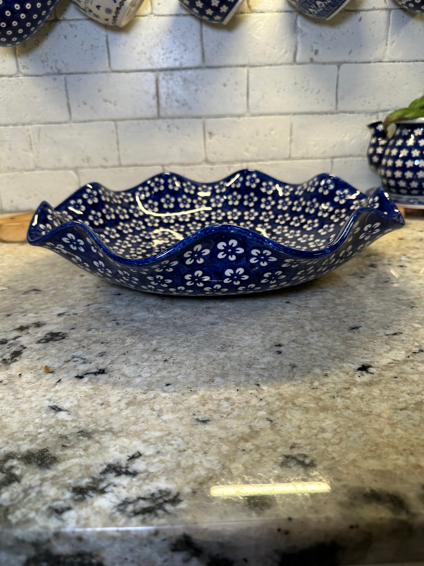 Manufaktura, Blue Blossom, Large Wavy Bowl