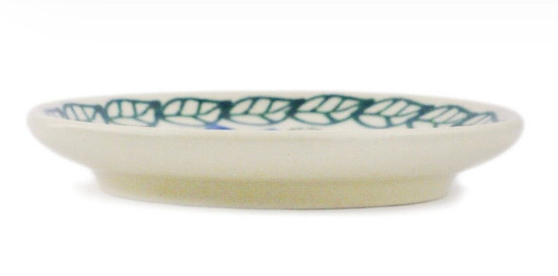 Ceramika Artystyczna, Blue Flowers Fan, Coaster/Mini Plate