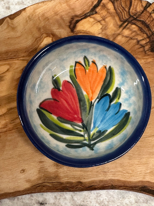 Vena Polish Pottery, Tulip Delight, Small Dip Bowl