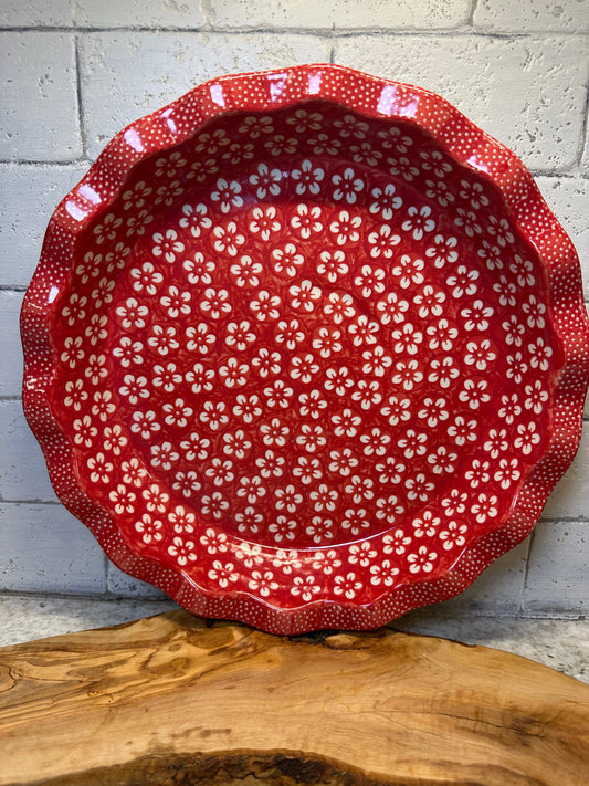 Manufaktura, Red Blossom,  Large Ruffled Baker