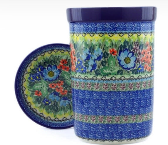 Ceramika Artystyczna, Unikat U4558, Splendid Meadow, Wine Chiller/Utensil Holder with Saucer