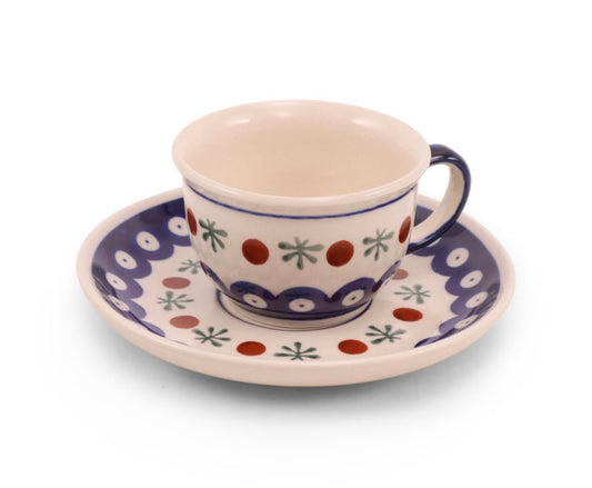 Zaklady Polish Pottery.  Traditional Mosquito, Teacup and Saucer 4oz.