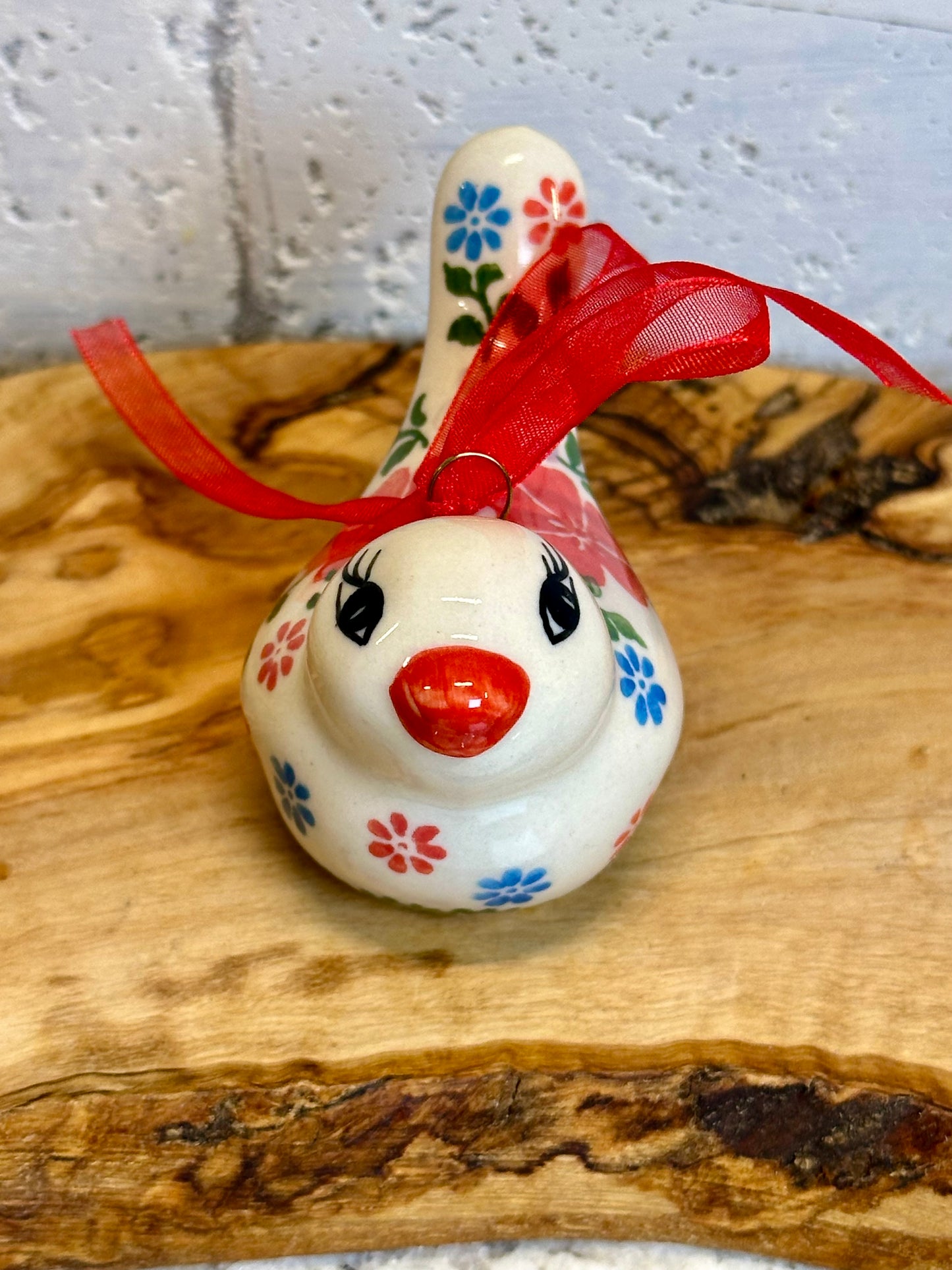 Kalich, Red, Purple and Blue Flowers Bird Ornament