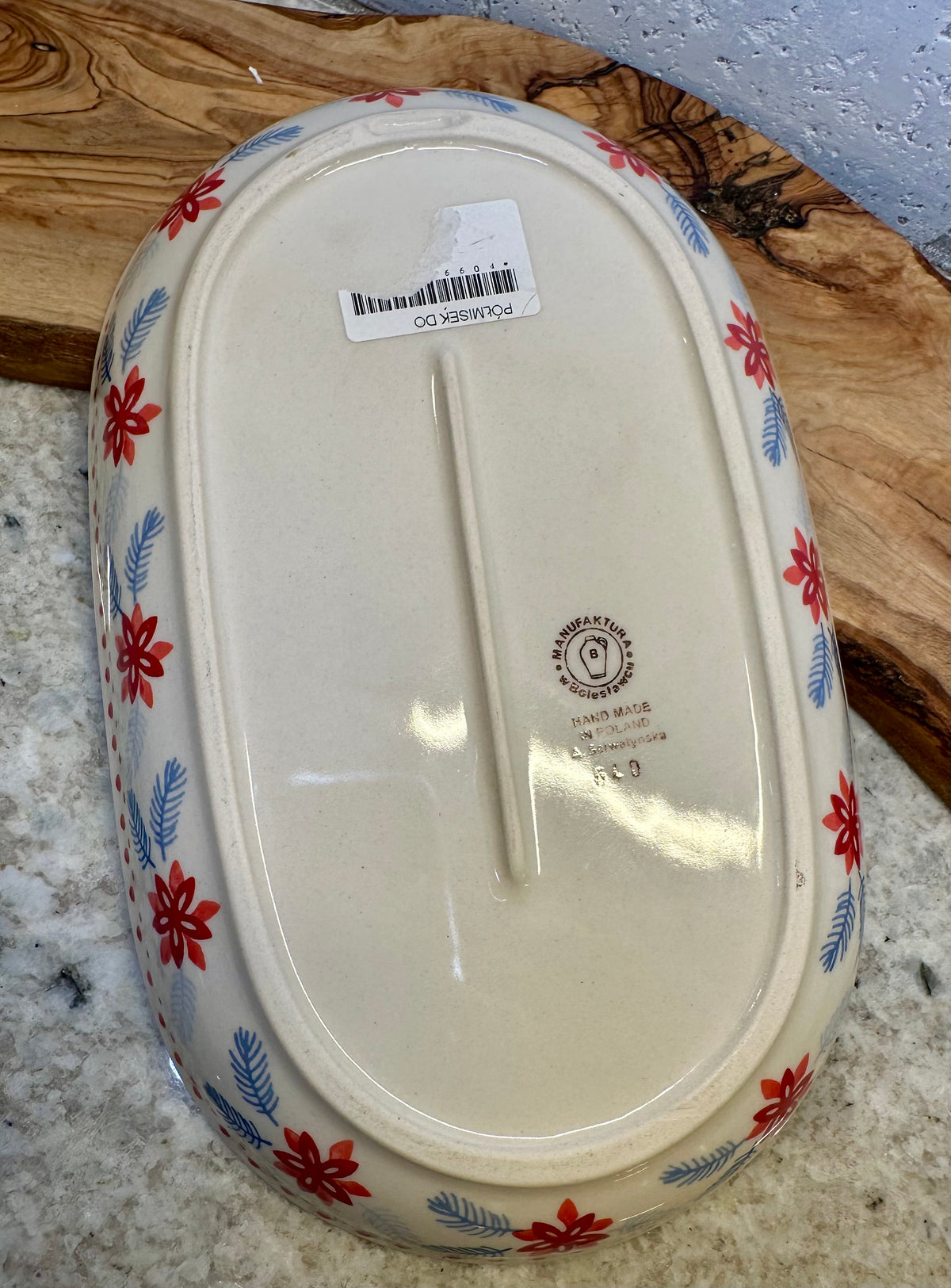 Manufaktura, Blue and Red Leaves and Red Flower, Medium Platter/Plate