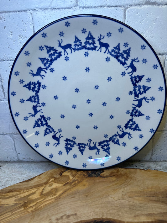 Ceramika Artystyczna Polish Pottery, Winter Deer, Dinner Plate 10.5"