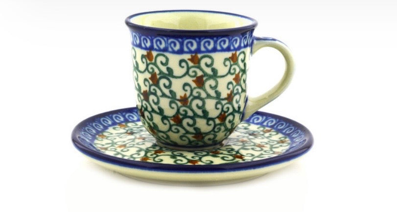 Ceramika Artystyczna, Vineyard Tulips, Espresso Cup and Saucer
