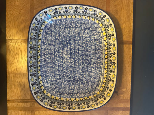Ceramika Artystyczna Polish Pottery, Dainty Sunflower 9" Platter/Plate