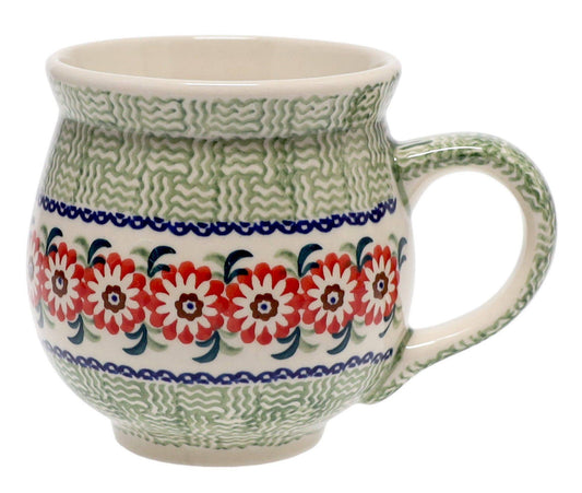 Mug, Belly Mug, 16oz Large in "Woven Reds" by Manufaktura