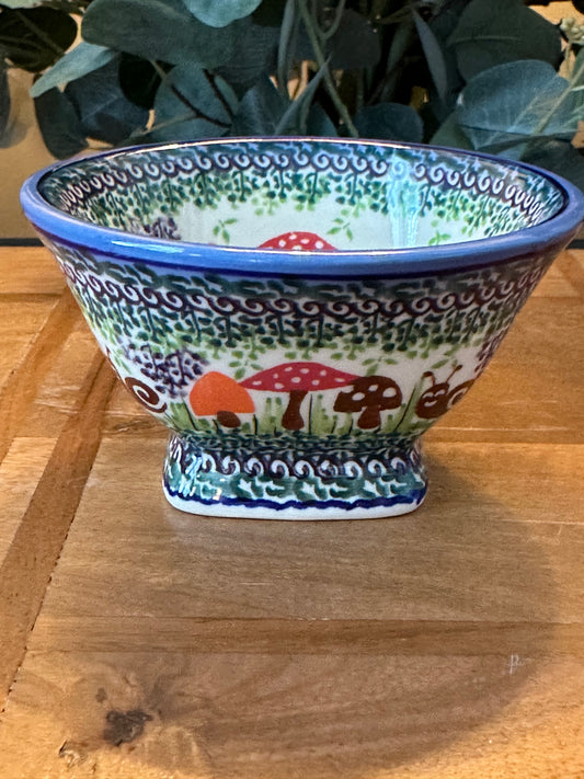 Galia Polish Pottery, Mushroom & Snail Medium Pedestal Bowl