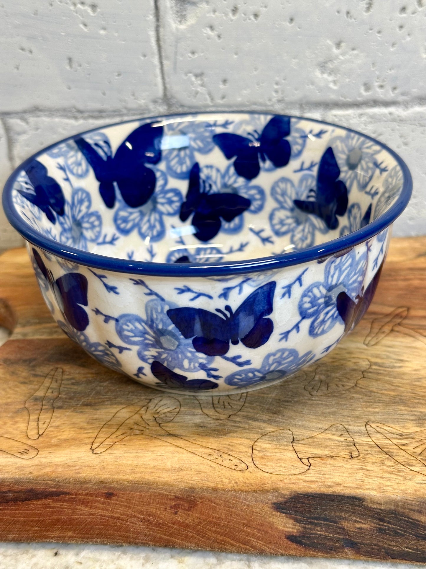 Manufaktura, Blue Butterfly, Scalloped Bowl 5.5"