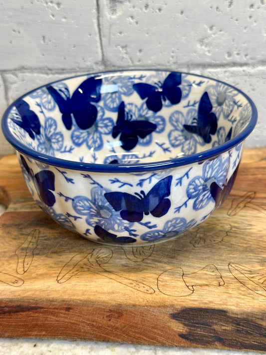 Manufaktura, Blue Butterfly, Scalloped Bowl 5.5"