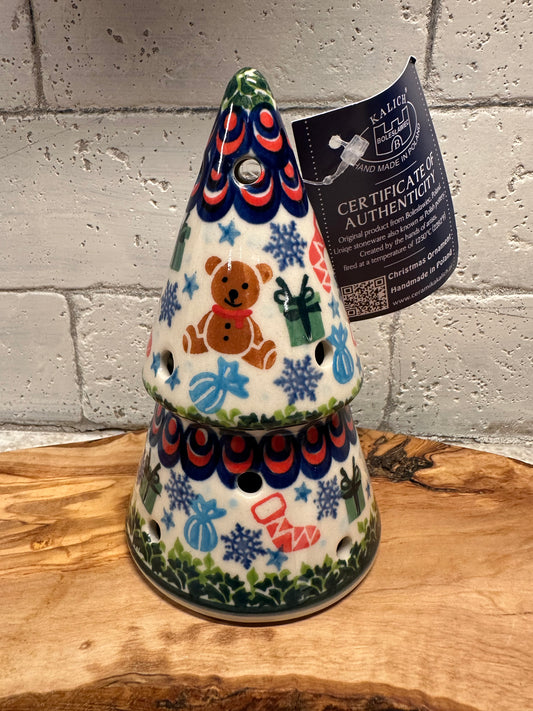 Kalich Polish Pottery, Unikat Signature Art Level, Little Bear, Small Luminary Tree