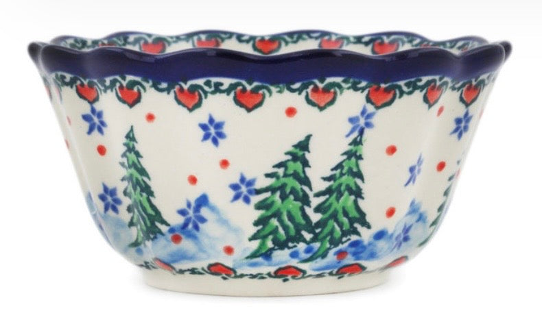 Ceramika Artystyczna, U4661 Dancing Snowman, Fluted Bowl