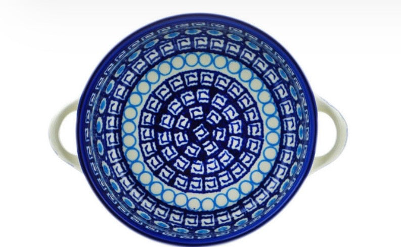 Bona, Tribal Blue, Round Baker with Handles 8"