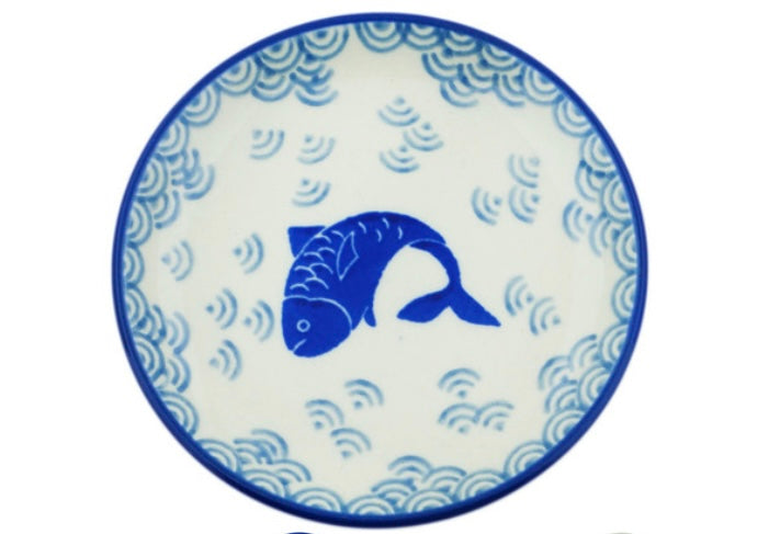 Ceramika Artystyczna Polish Pottery, Blue Herring Waters, Coaster/Mini Plate