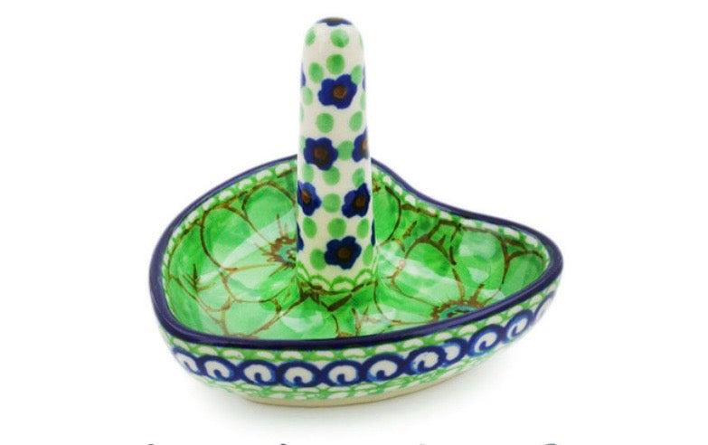 Ceramika Artystyczna, U408A, Green Pansies, Ring Holder