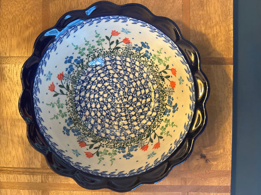 Ceramika Artystyczna Polish Pottery, Spring Bouquet Scalloped Bowl