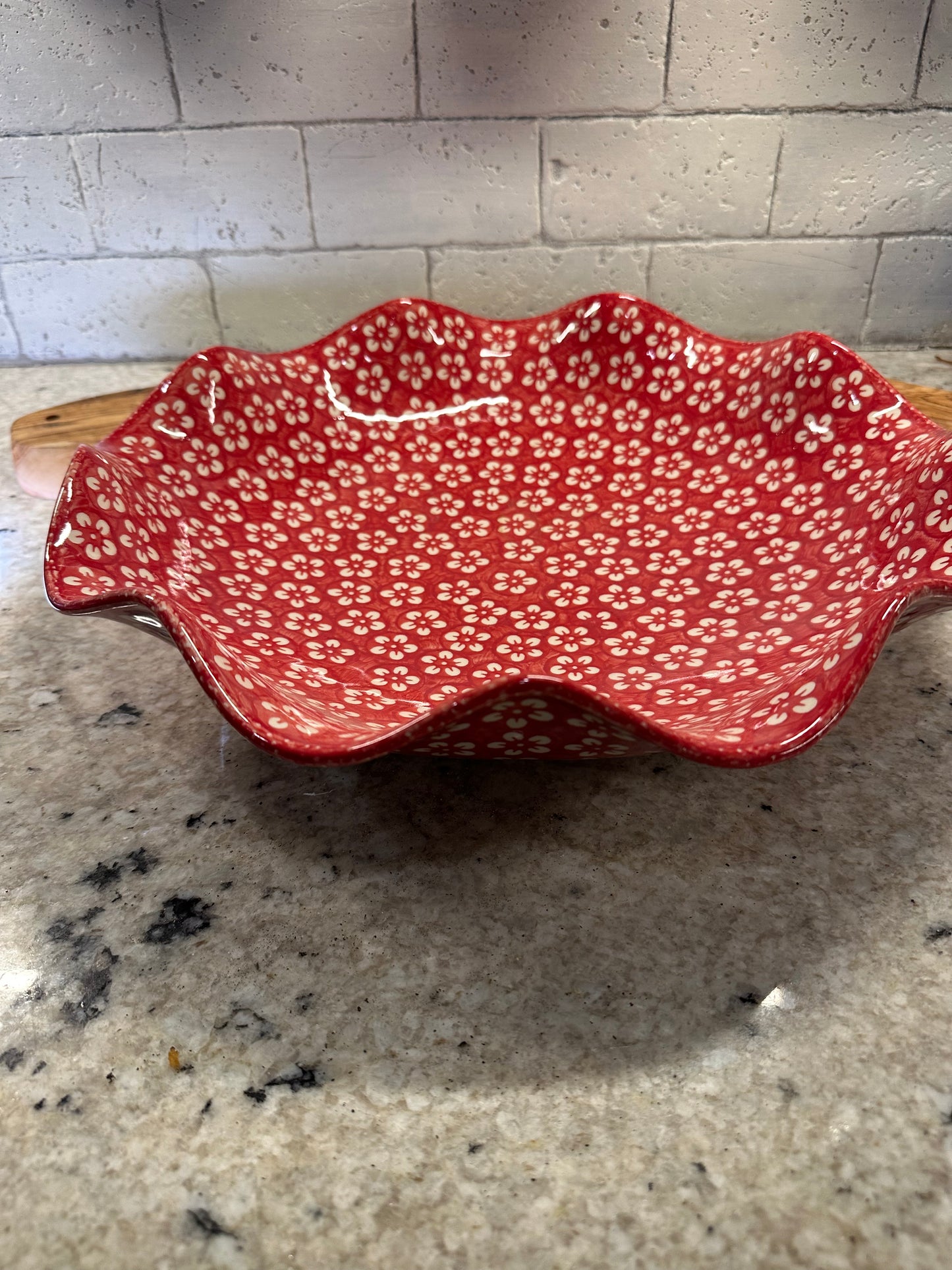 Manufaktura, Red Blossom, Large Wavy Bowl
