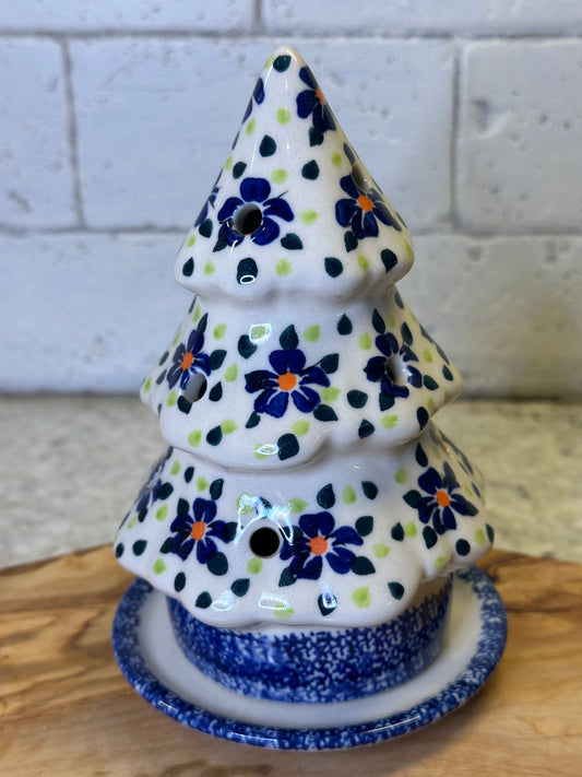 Cergor Polish Pottery, Hope Flows, Christimas Tree Luminary 6"