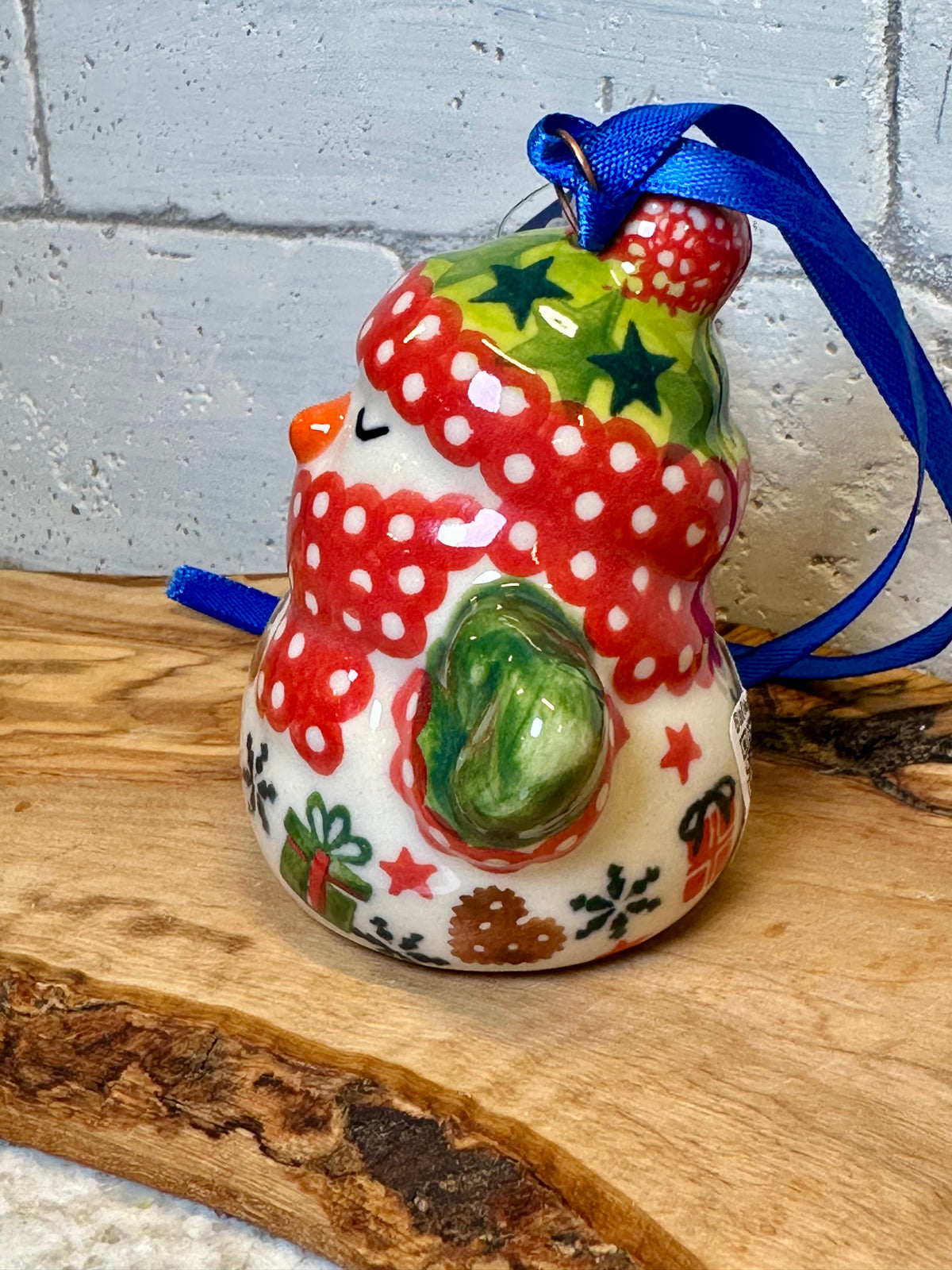 Kalich, Snowman with Green Hat, Rocking Horse Ornament