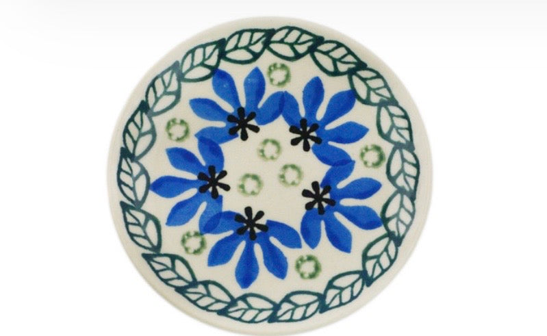 Ceramika Artystyczna, Blue Flowers Fan, Coaster/Mini Plate