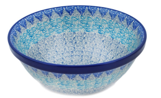 Ceramika Artystyczna Polish Pottery, Unikat Blue Lagoon Whimsy, Bowl