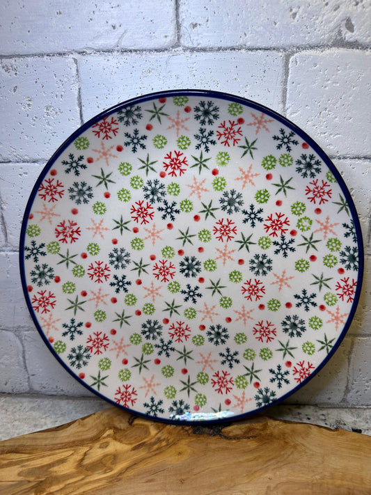 Ceramika Artystyczna Polish Pottery, Unikat 5038 Holly Jolly, Dinner Plate 10"