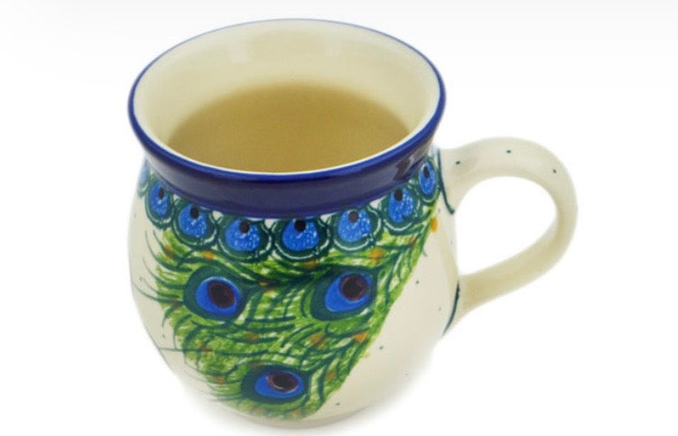 Ceramika Artystyczna, Majestic Peacock, Medium Bubble Mug 12 oz