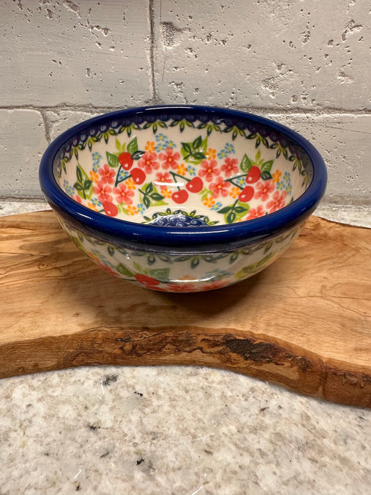 Kalich Polish Pottery, Art Level, Cherry Blossom Ice Cream Bowl