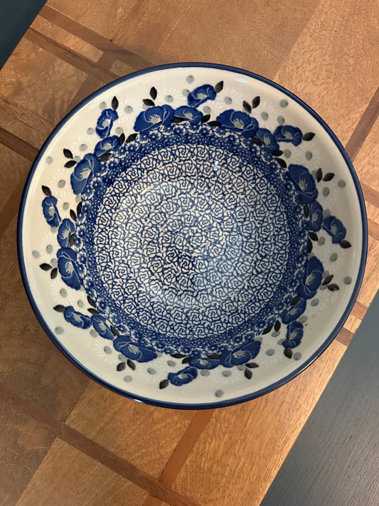 Ceramika Artystyczna Polish Pottery, Blue Poppy & White Daisy Bowl