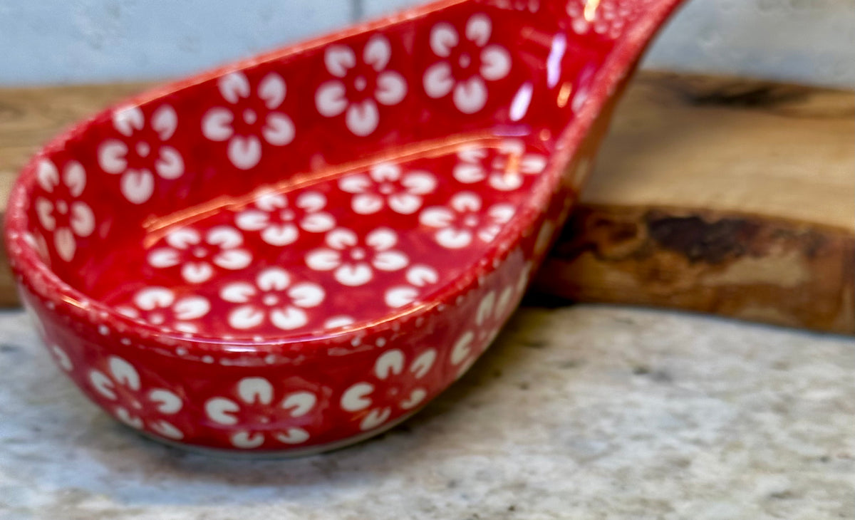 Manufaktura, Red Blossom, Spoon Rest with Handle