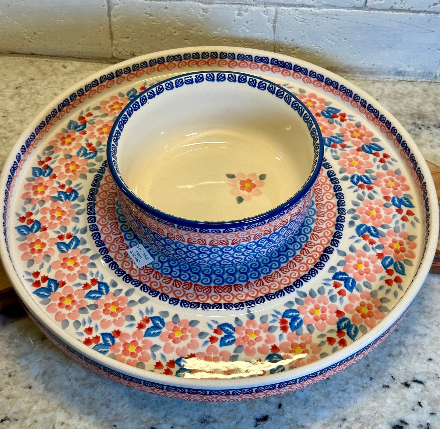 Manufaktura, Calico, Dual Dish, Cake Stand/Chip & Dip