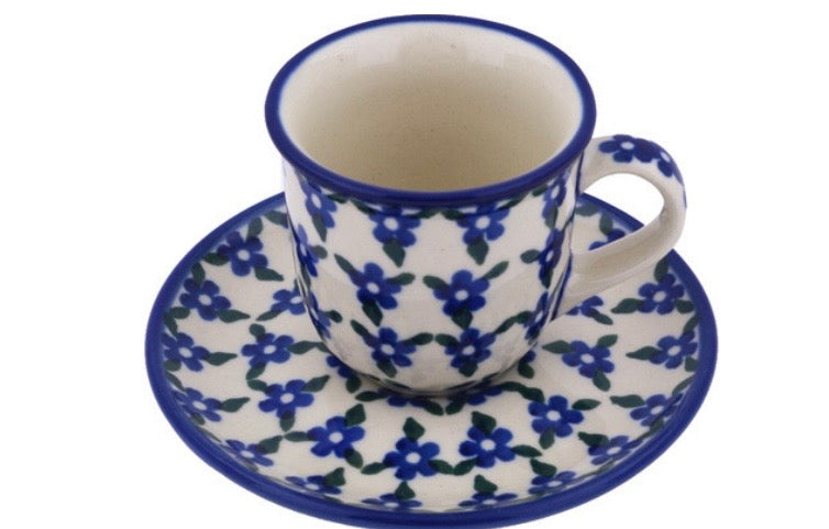 Ceramika Artystyczna, Blue Mandala, Espresso Cup with Saucer