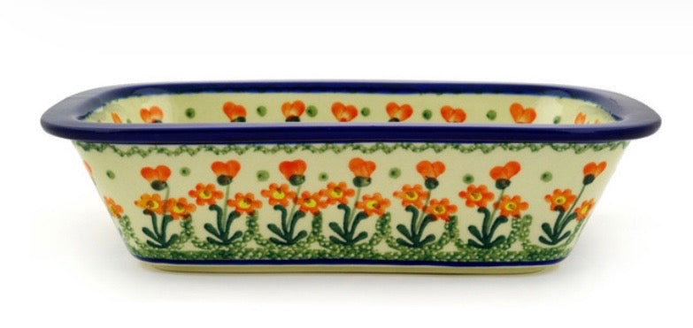 Ceramika Artystyczna, Peach Spring Daisy, Rectangular Baker