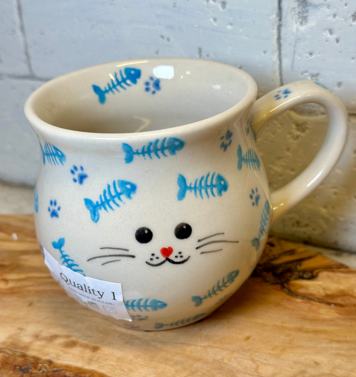 Moja Faktoria, Sky Blue, Kitty Face/Fish Scales Medium Bubble Mug