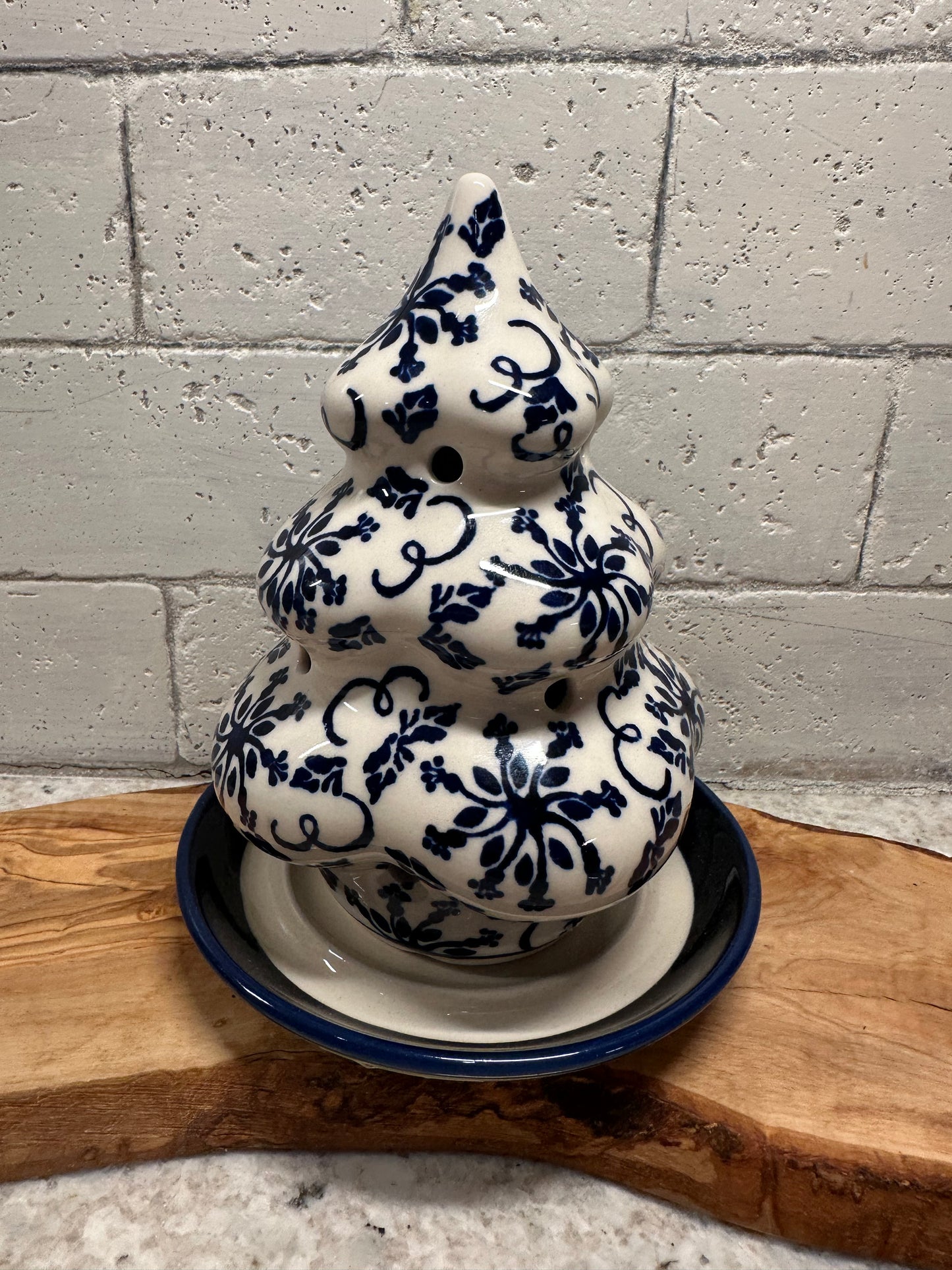 Zaklady Polish Pottery,  Blue and White Luminary Tree