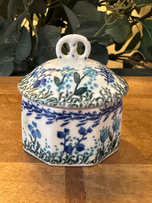 Ceramika Artystyczna Polish Pottery, Winter Garden Mini Trinket Box