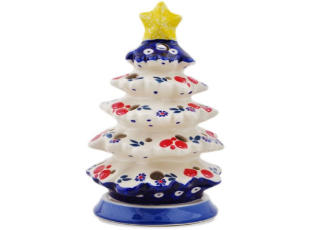 Manufaktura Polish Pottery, Burst Of Berries, Christmas Tree Luminary
