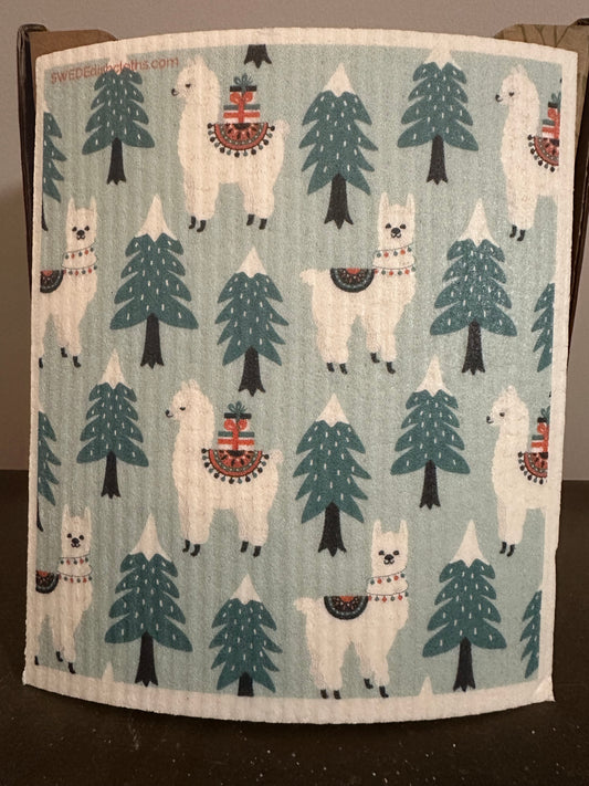 Swedish Dishcloth Christmas Llamas