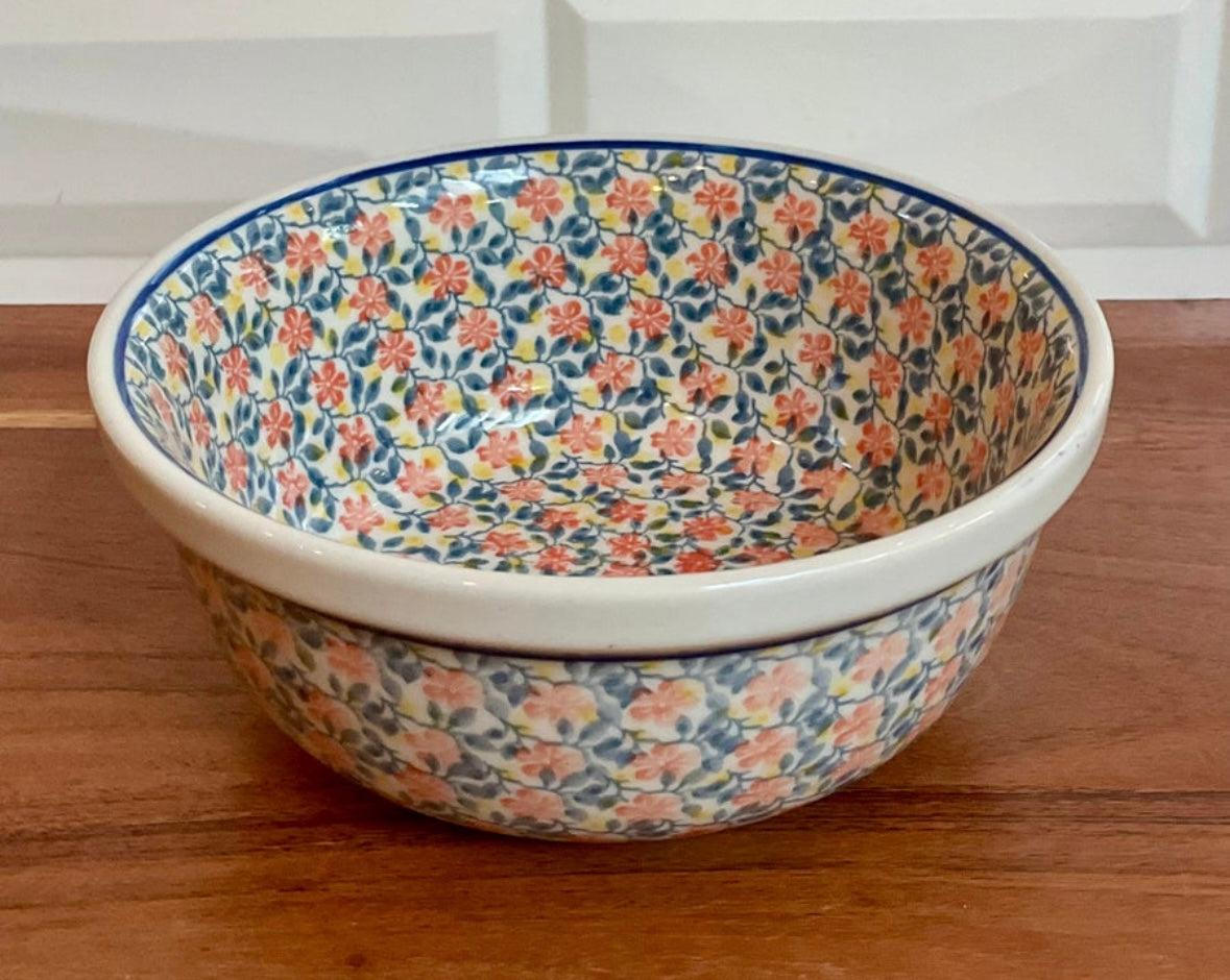 Ceramika Artystyczna Polish Pottery, Pink and Yellow Flowers Bowl
