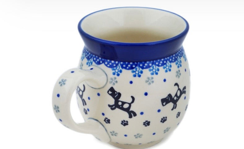 Ceramika Artystyczna, Playing Pups, Large Bubble Mug 16 oz
