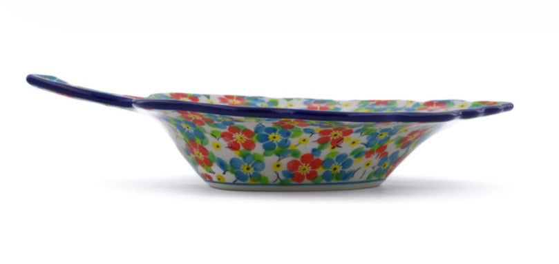 Ceramika Artystyczna, Unikat U4818,  Colorful Dizziness, Leaf Shaped Bowl 10.5"