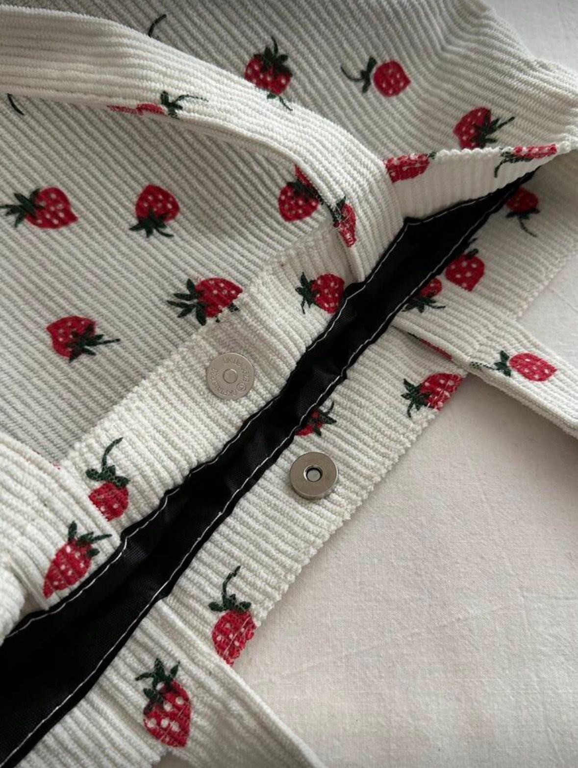 White Strawberry Medium Tote Bag