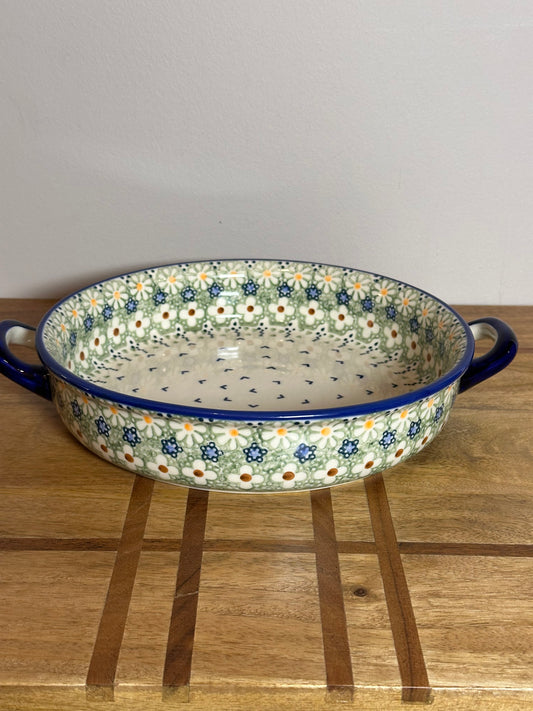 Manufaktura Green Daisy, Round Baker with Handles