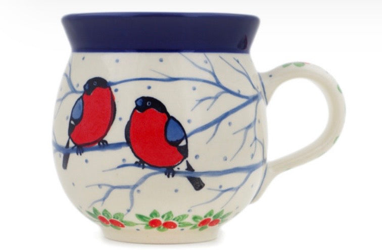 Ceramika Artystyczna, U4917, Bullfinch On Rowan Winter Berries, Medium Bubble Mug