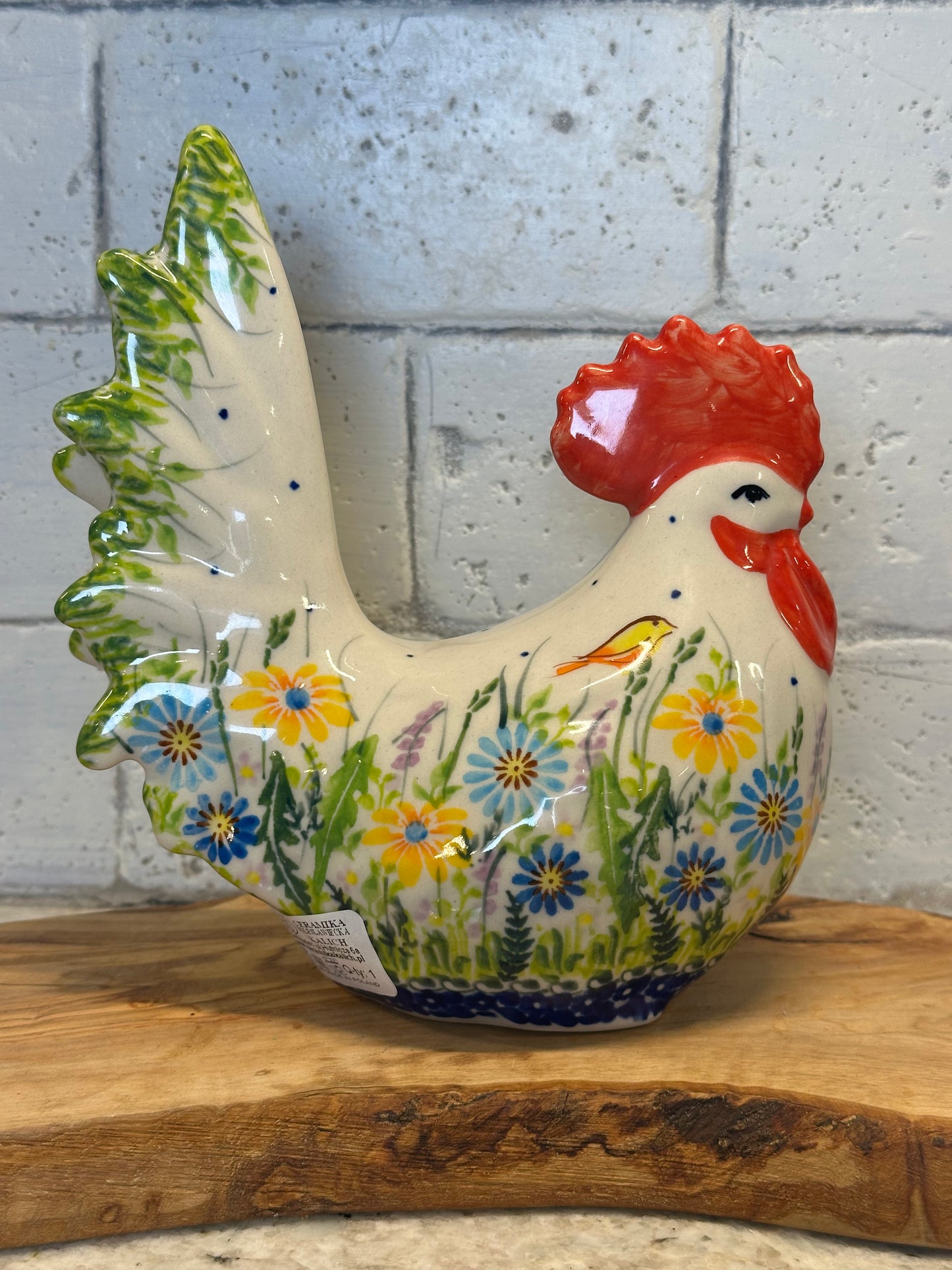 Kalich, Art Level, Yellow, Lavendar, Blues, Yellow Bird, Large Rooster Figurine