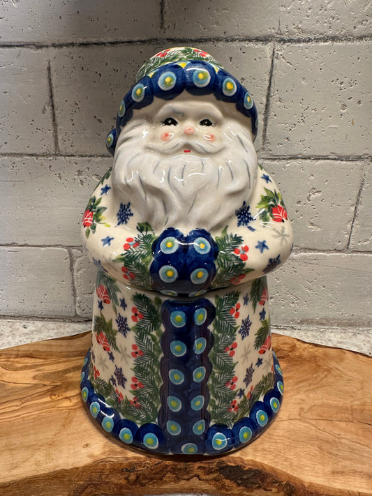 Kalich Polish Pottery, Signature Unikat Art Level, Bells In The Woods, Santa Jar