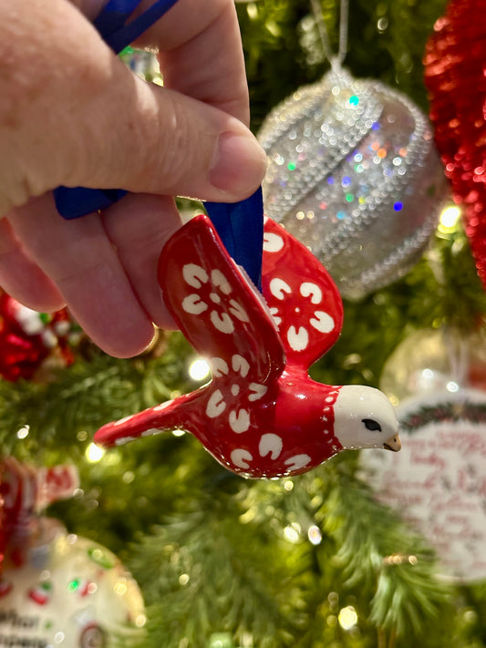 Manufaktura Red Blossom Bird Ornament