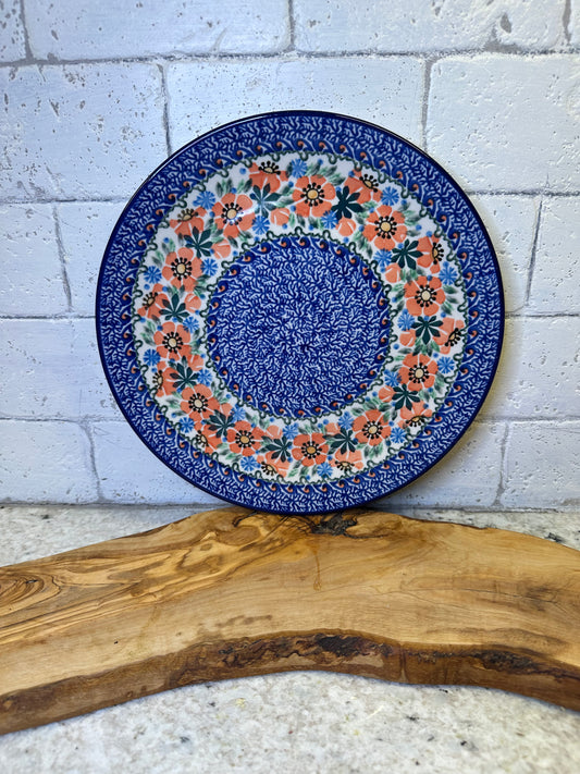 Ceramika Artystyczna Polish Pottery, Unikat Orange Blossoms, Dinner Plate 10"