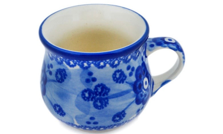 Ceramika Artystyczna, Unikat Blue Poppy Circle, Espresso Cup with Saucer